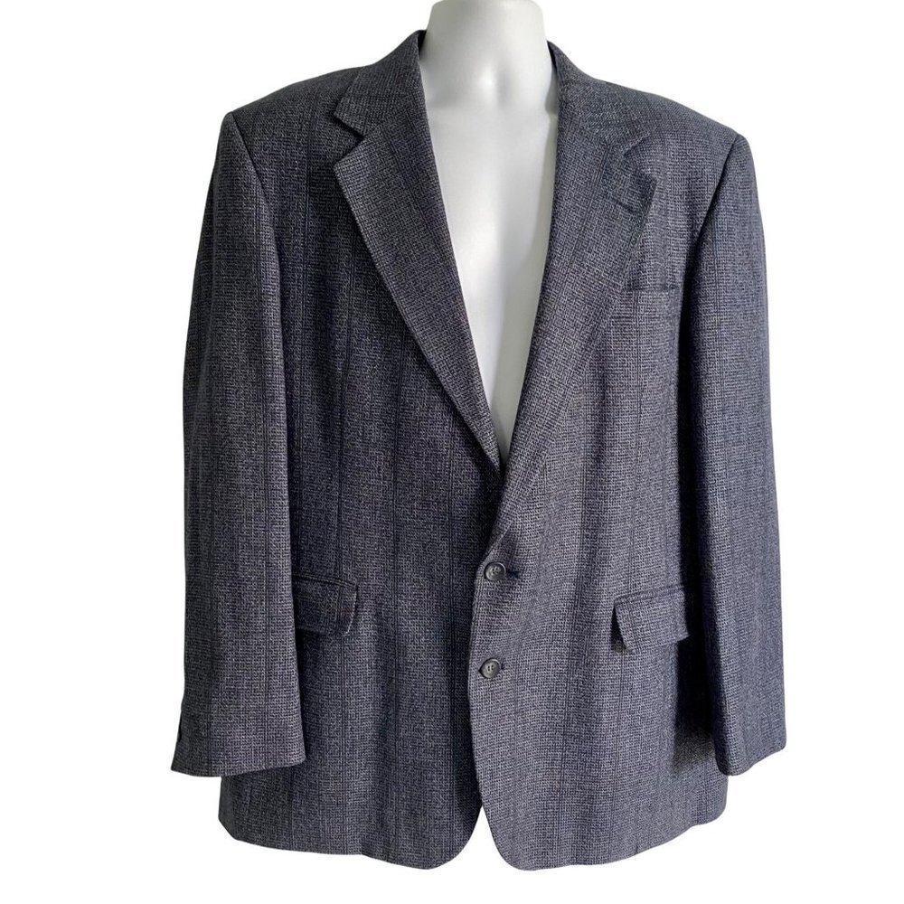 Haggar Imperial Grey 2 Button Blazer Sport Coat Jacket 44 L